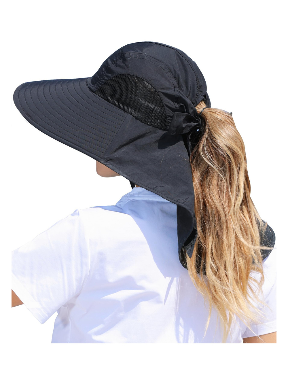 Womens Sun Hat Outdoor UV Protection Wide Brim Fishing | Sun Hat-Black | Size OS